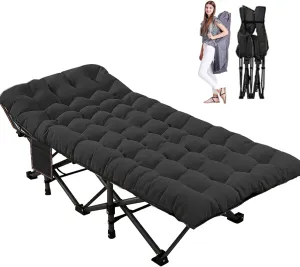 LILYPELLE Folding Camping Cot, Heavy Duty Sleeping Cots with Carry Bag, Double Layer Oxford Portable Travel Camp Cots for Home, Office Nap and Outdoor Beach