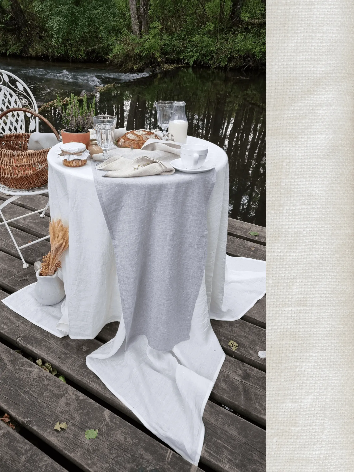 Linen table runner in Off White