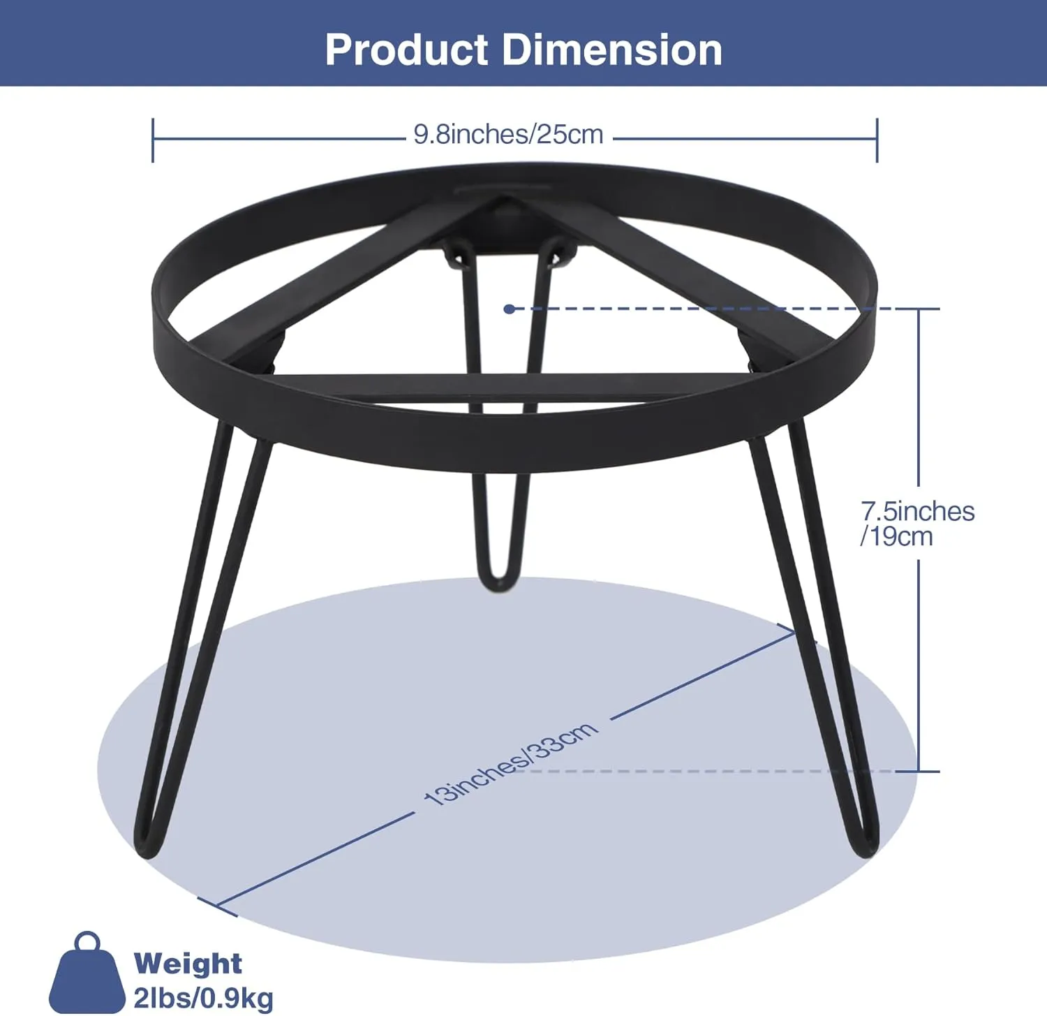 Lineslife Folding Campfire Grill Grate Top for Solo Stove Bonfire, Portable Iron Campfire Tripod for Bonfire Fire Pit, Dutch Oven, Open Fire Tripod Grill with Legs, Diameter: 13"