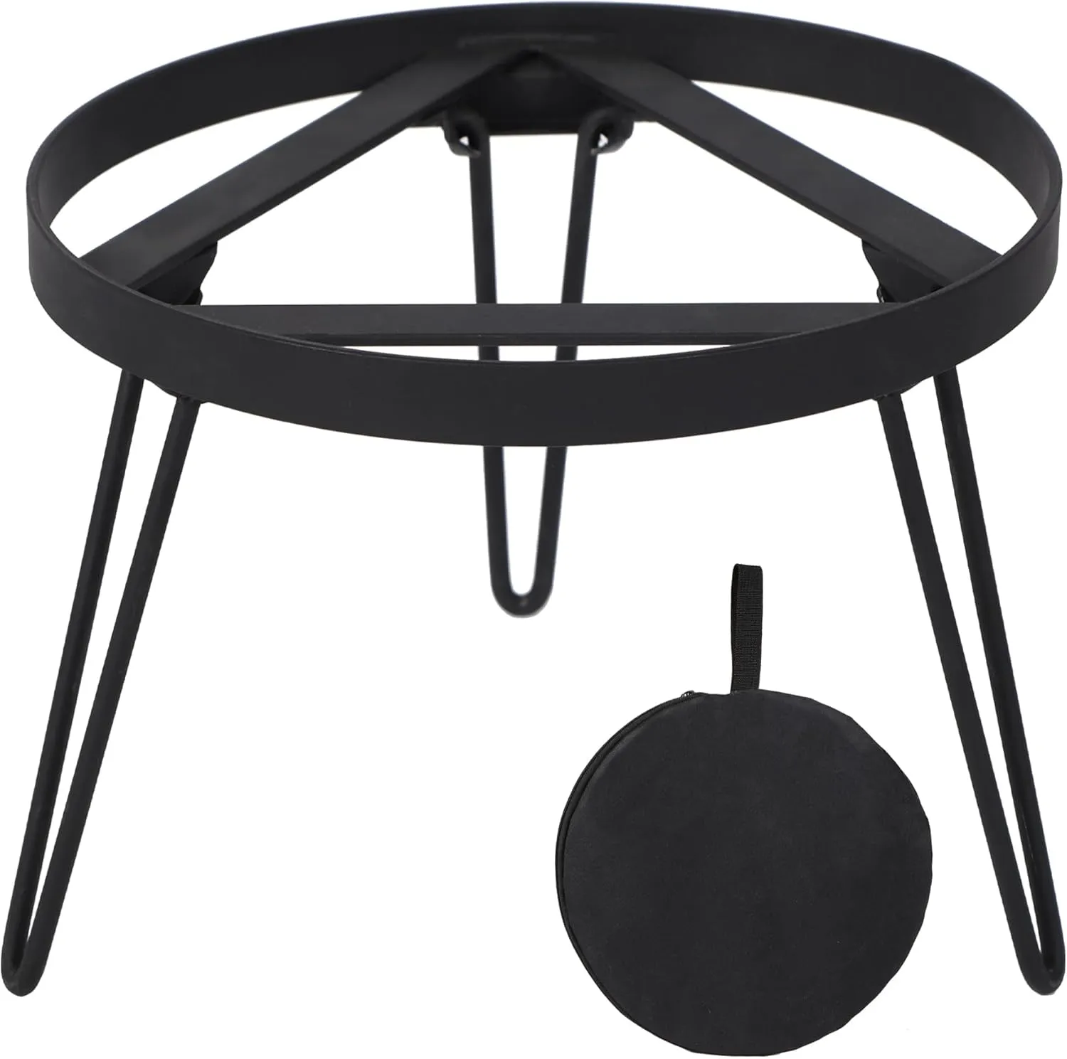 Lineslife Folding Campfire Grill Grate Top for Solo Stove Bonfire, Portable Iron Campfire Tripod for Bonfire Fire Pit, Dutch Oven, Open Fire Tripod Grill with Legs, Diameter: 13"