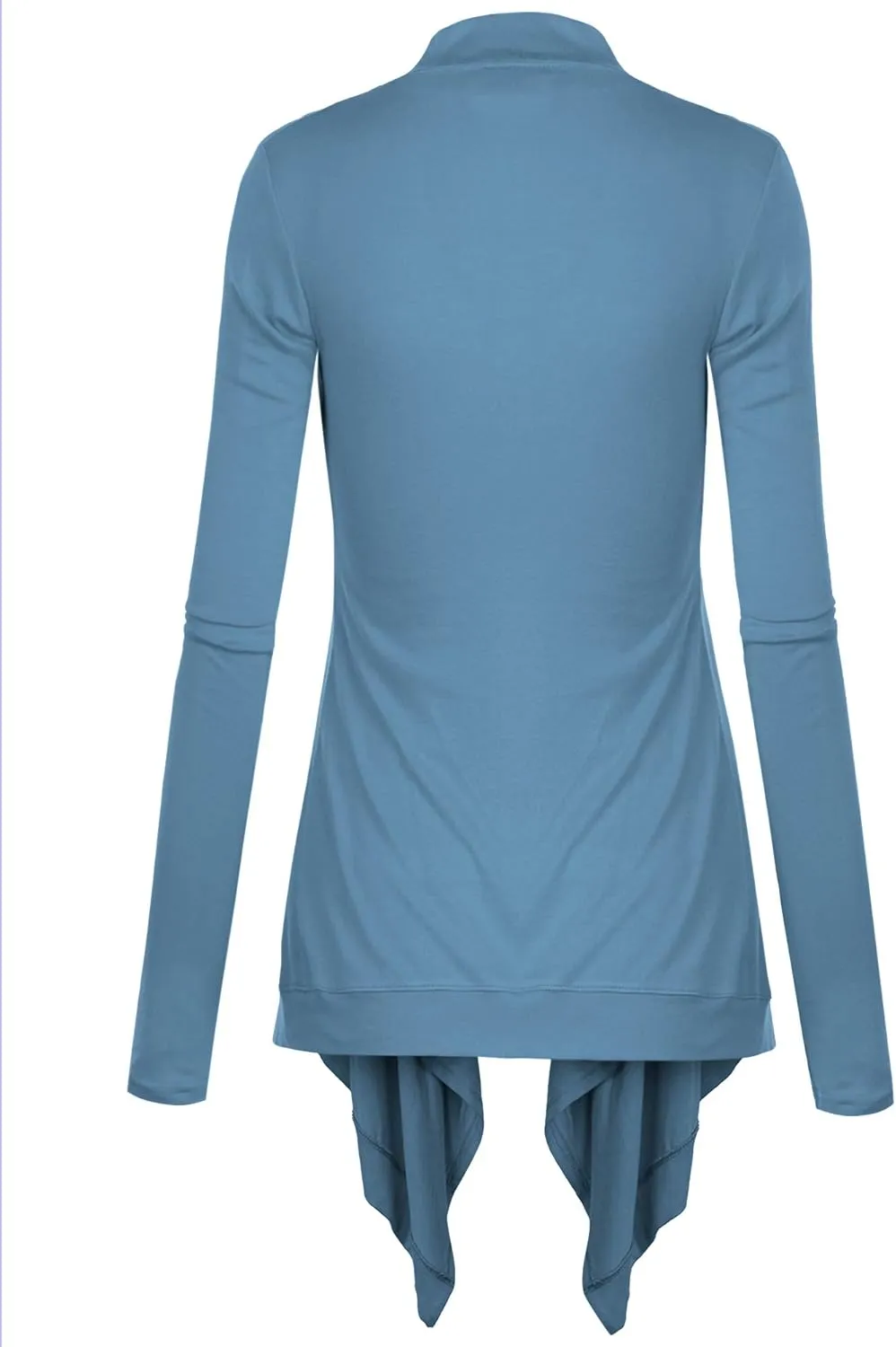 Lock and Love Women's Draped Front Open Asymmetrical Cardigan - Casual Long Sleeve Lightweight Duster