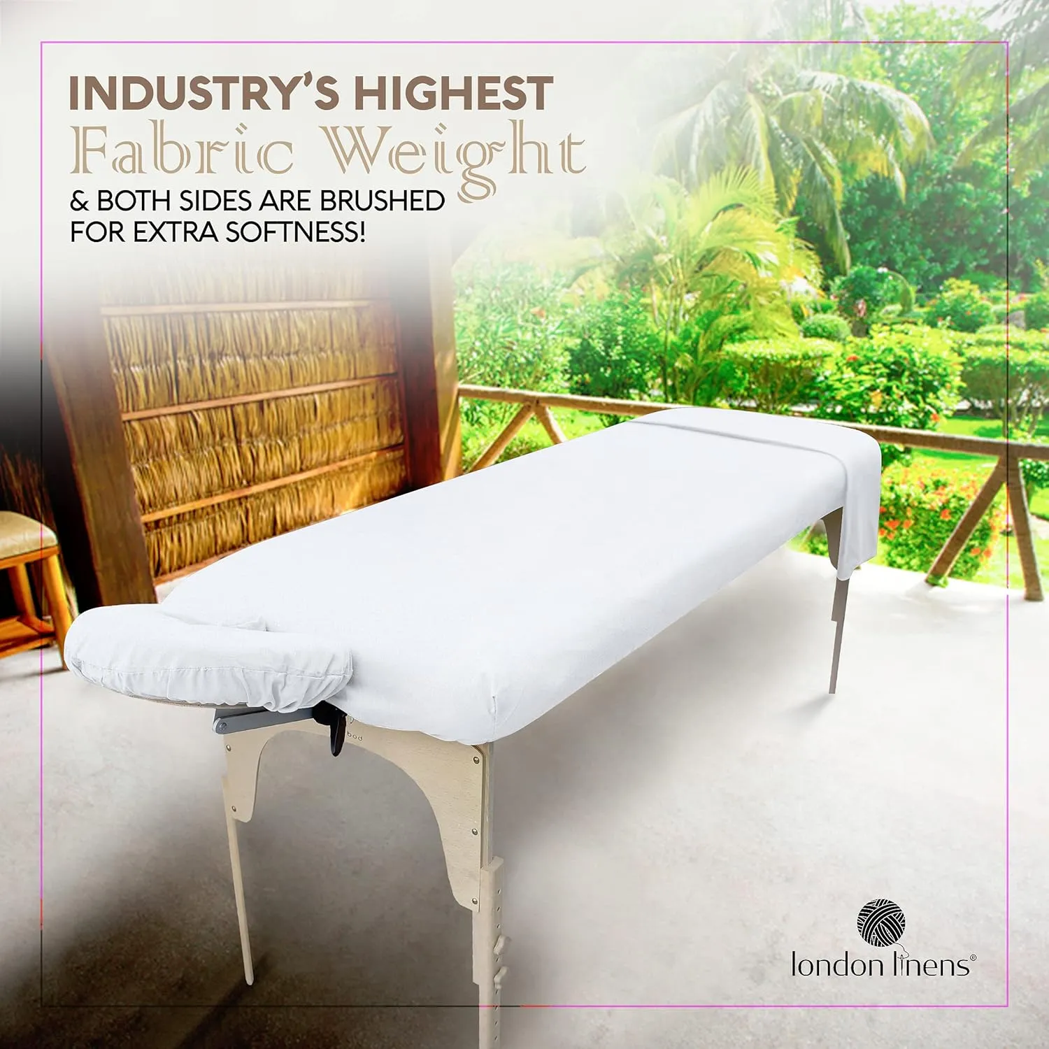 LONDON LINENS Soft Microfiber Massage Table Sheets Set 3 Piece Set - Includes Massage Table Cover, Massage Fitted Sheet, and Massage Face Rest Cover (White)