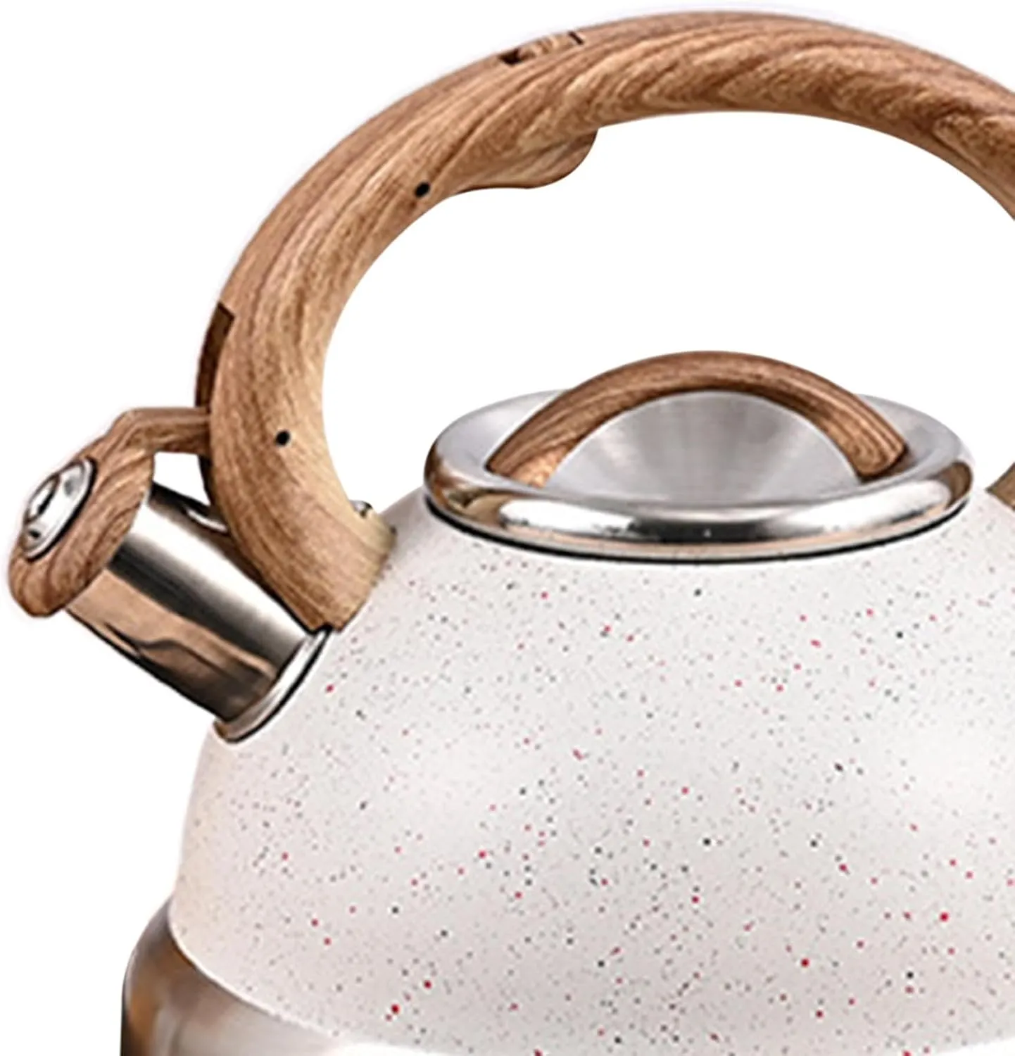 Loud Whistle Kettle Stainless Steel Heats up Quickly Cooker Modern Coffee Kettle Tea Maker for Hiking Outdoor Barbecue Picnic, White