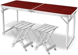 LQ Tables Stools 1.5M Folding Camping Table Ultralight Aluminum Protable BBQ Picnic Camping Cooking Work Homework (Color : 1 Table 4 stools B Size : Blue) (1 Table 2 Stools B Red)