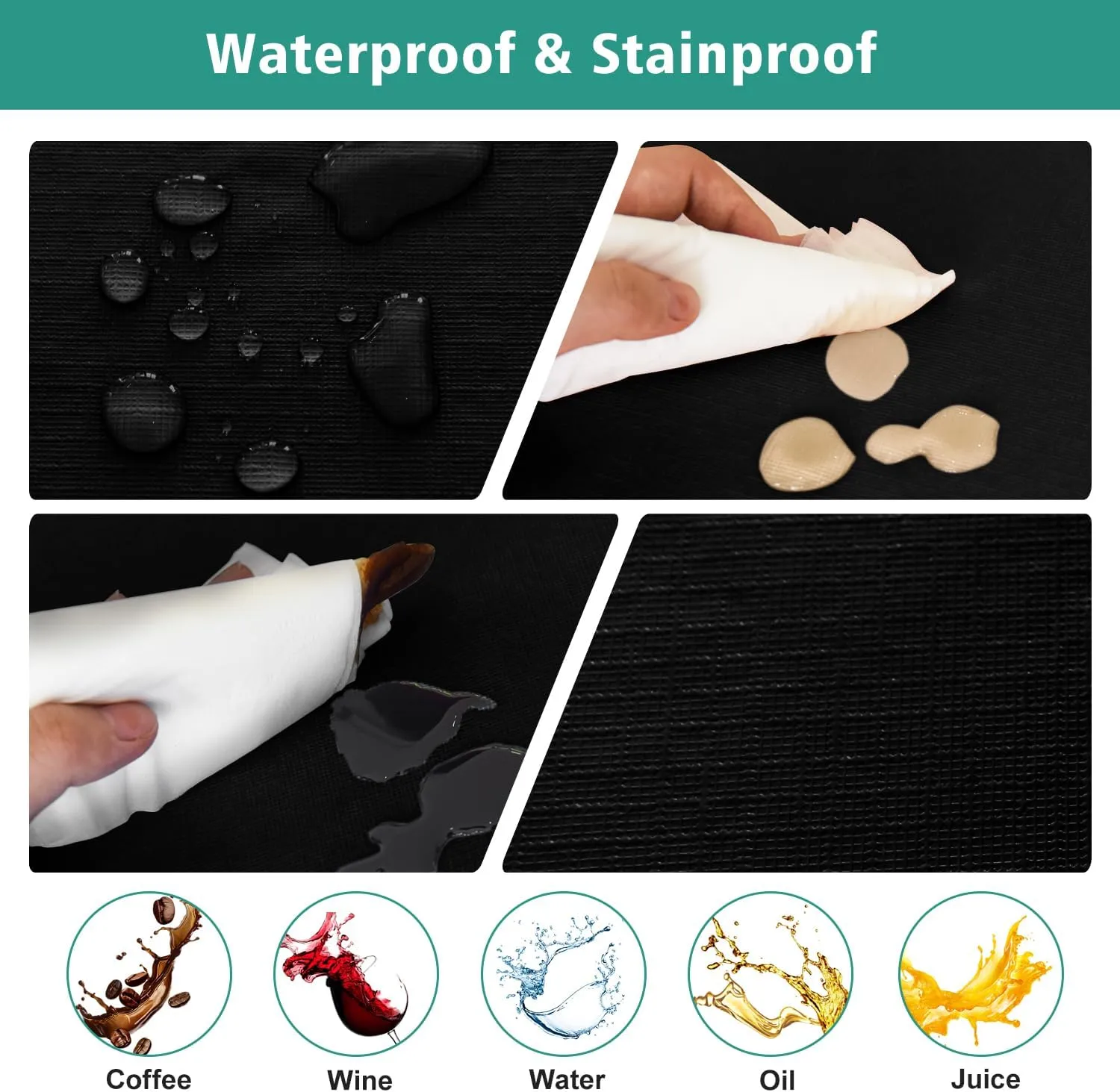 LUSHVIDA 10 Packs Vinyl Tablecloths with Flannel Backing 72x30 inch - Waterproof Plastic Table Covers for 6 Foot Rectangle Folding Table Cloths with Elastic Edges, Black