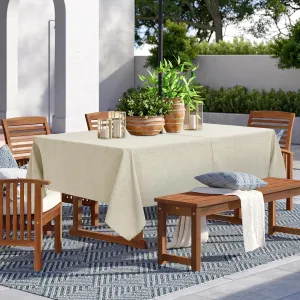 LUSHVIDA Outdoor Tablecloth with Umbrella Hole - Patio Table Cloth Zippered Rectangle 60x120 Inch, Beige Faux Linen Table Cover Water Resistant for Picnic Outside
