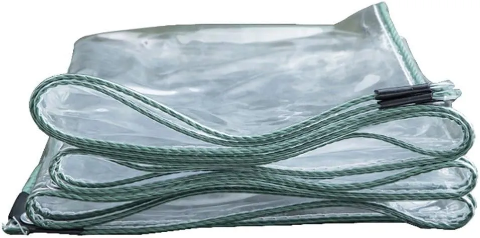 LXB Outdoor Multipurpose Tarpaulin-Clear PVC Tarp Waterproof Heavy Duty - Camping/Pool/Ships Shade Tear Resistant Plastic Cloth with Grommets, 19.6-Mil,1Mx1.5M