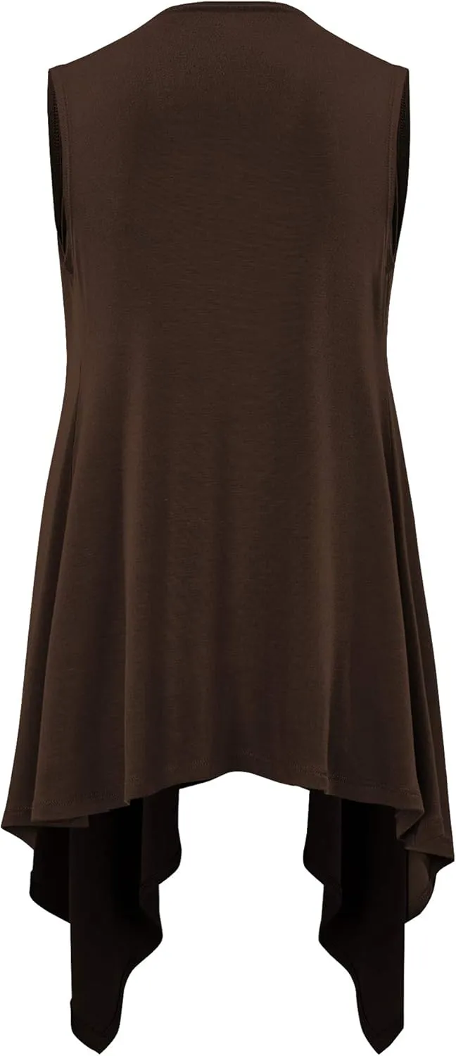 Made By Johnny Women's Lightweight Sleeveless Draped Open Cardigan