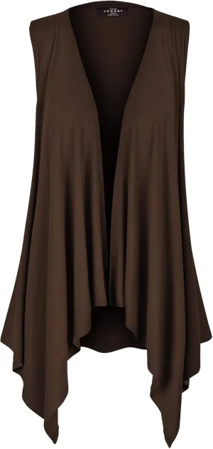 Made By Johnny Women's Lightweight Sleeveless Draped Open Cardigan