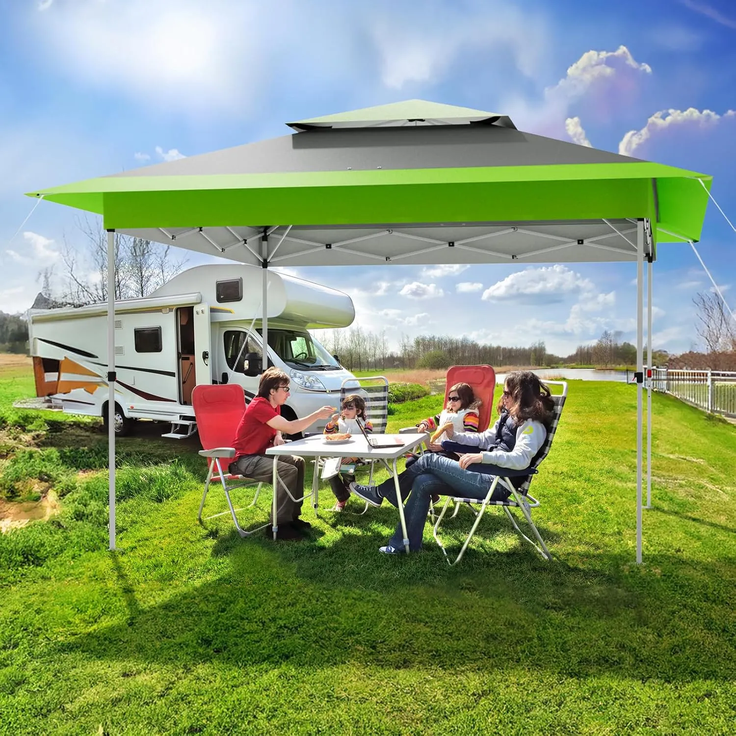 MAMIZO 12ft Easy Set-up Canopy Tent, Instant Outdoor Straight Leg Canopy w/Auto Extending Eaves, One Person Folding Commercial Shelter w/Upgraded Wheeled Bag, 144 sq.ft Sun Shade (Green, 12X12FT)