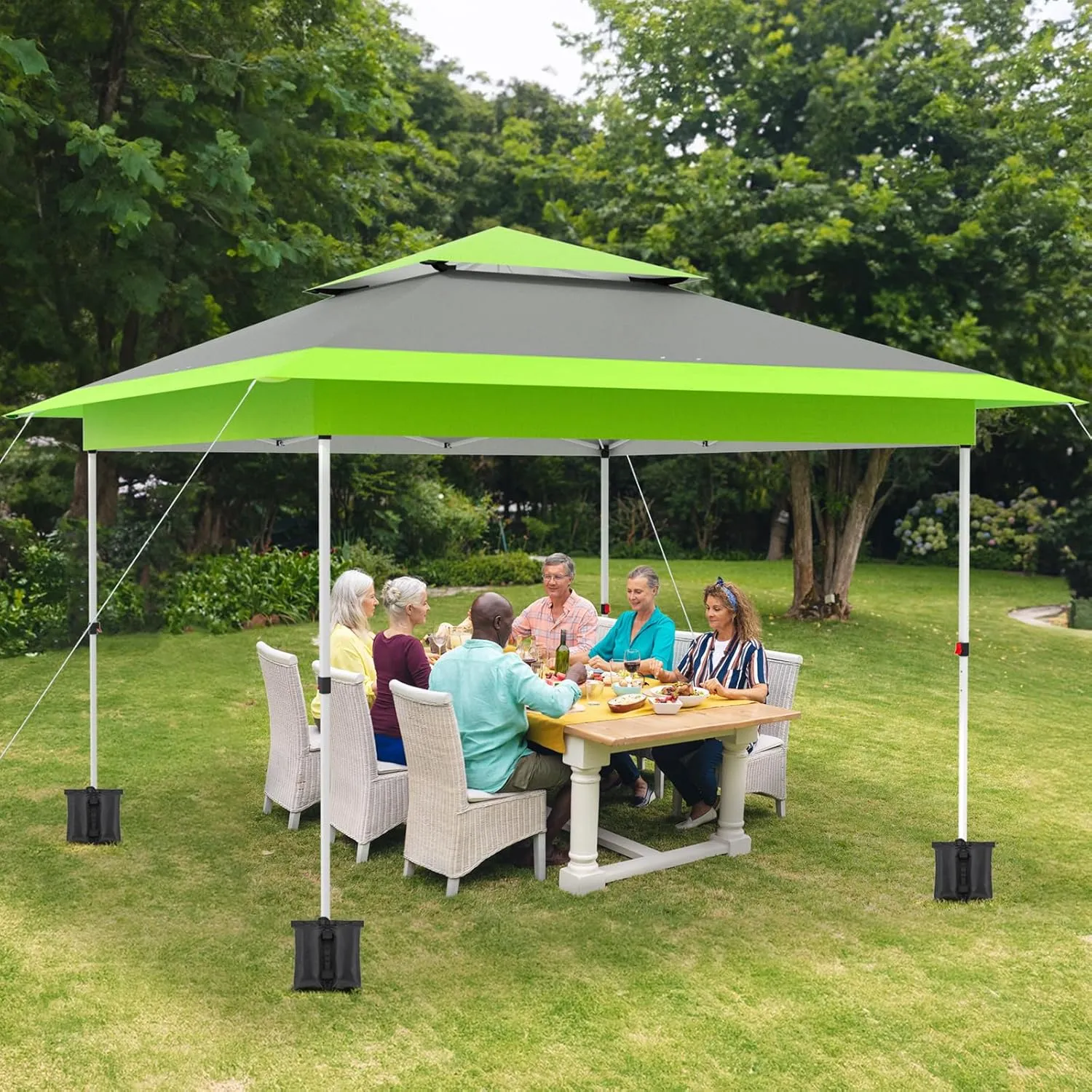 MAMIZO 12ft Easy Set-up Canopy Tent, Instant Outdoor Straight Leg Canopy w/Auto Extending Eaves, One Person Folding Commercial Shelter w/Upgraded Wheeled Bag, 144 sq.ft Sun Shade (Green, 12X12FT)