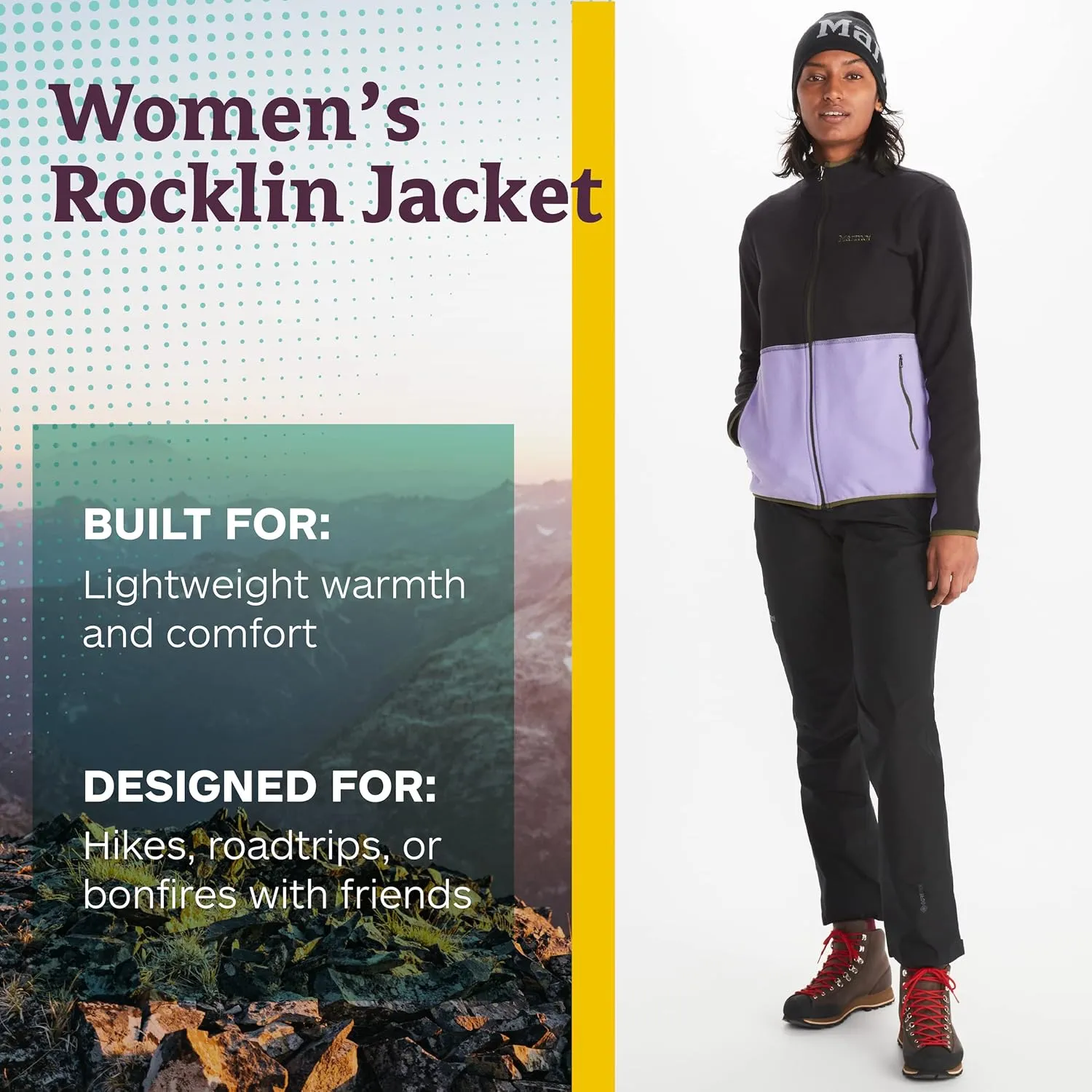 MARMOT Women's Rocklin Full-Zip Jacket - Classic, Warm, Lightweight 100-Weight Fleece Layer