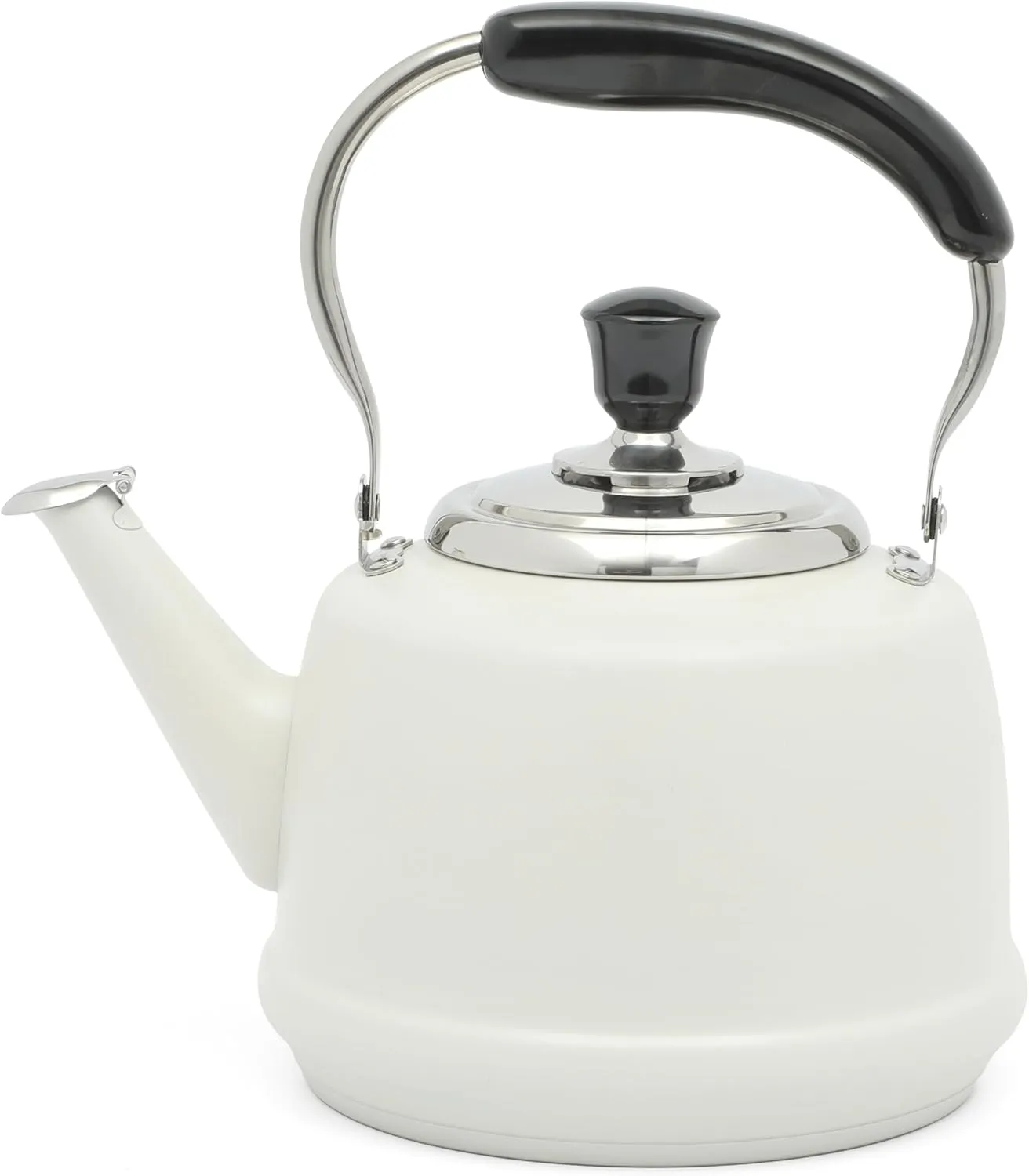 Martha Stewart Kingstree Large 2 Qt Heavy Gauge Stainless Steel Whistling Tea Kettle - Linen White Exterior