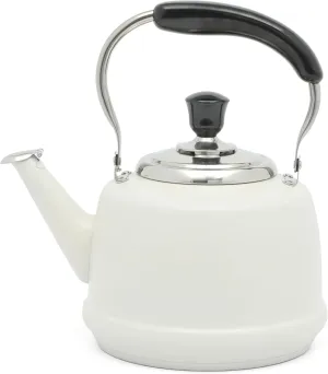 Martha Stewart Kingstree Large 2 Qt Heavy Gauge Stainless Steel Whistling Tea Kettle - Linen White Exterior