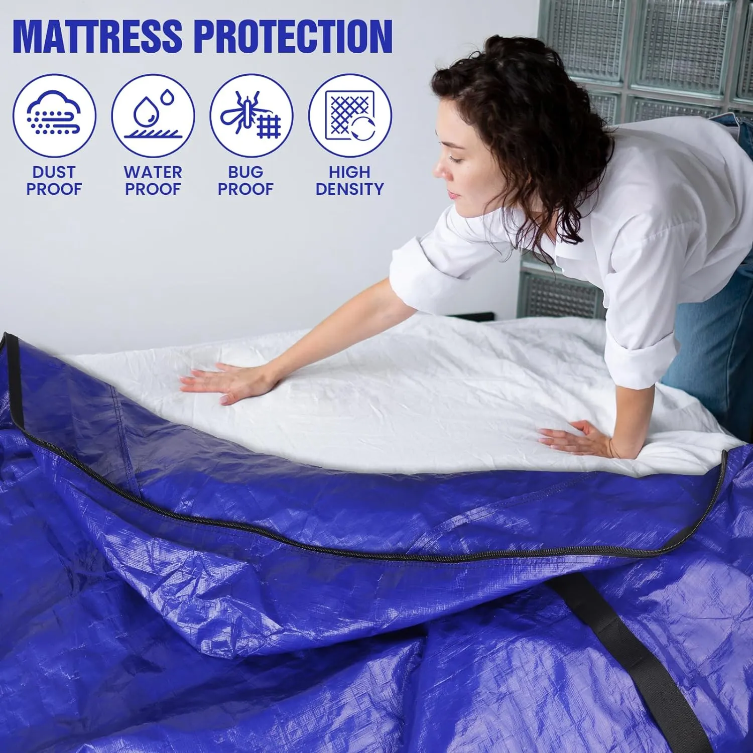 Mattress Bags for Moving - Extra Thick & Durable Queen Mattress Cover for Moving - Reusable Waterproof Tarp Mattress Protector (86’’x75’’x15’’ Cali-King Size)