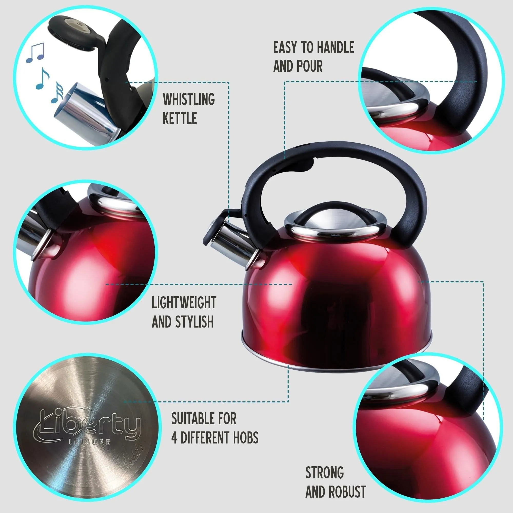 MDS1203 Liberty Red 2.5 Litre Whistling Kettle CW-T056-B1R