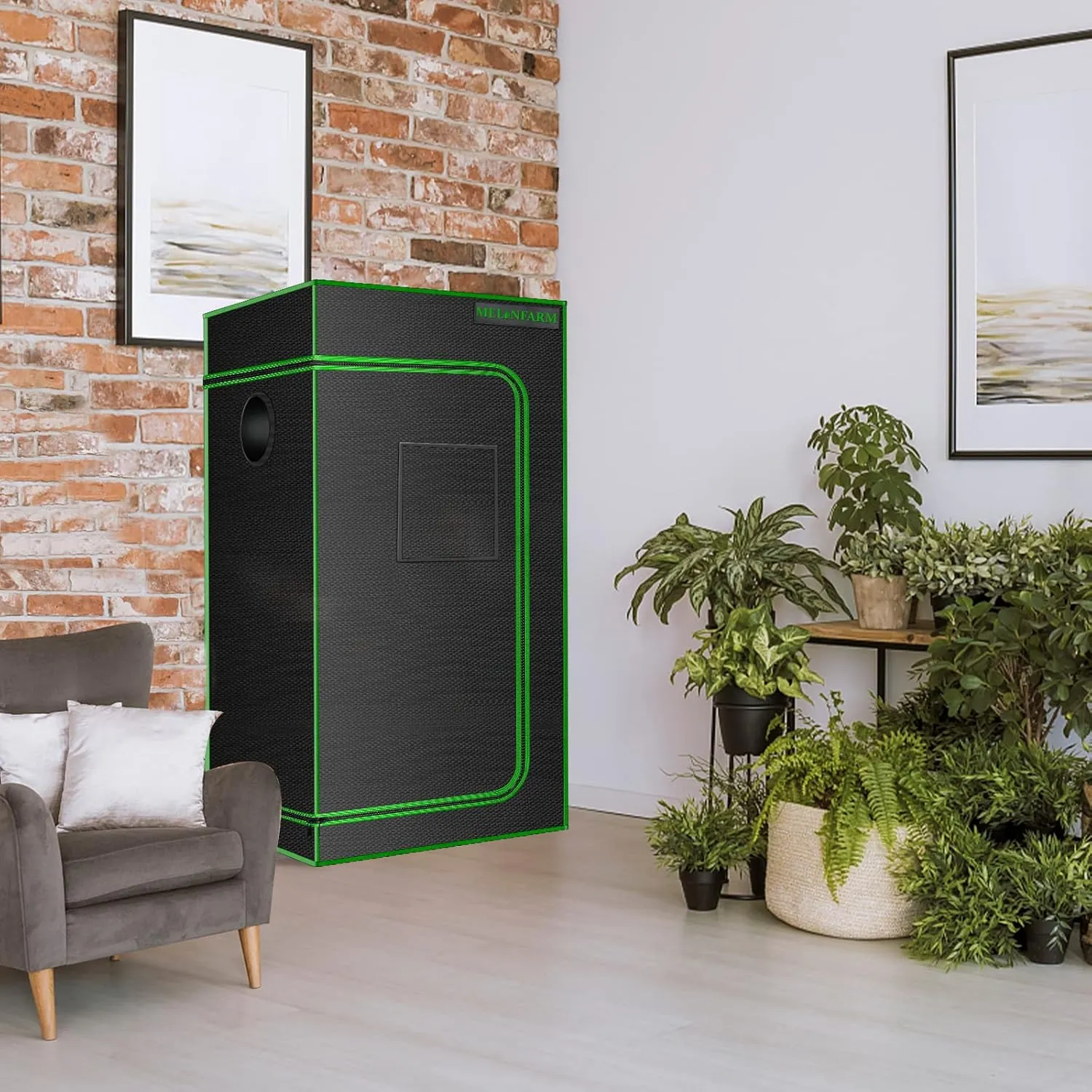 MELONFARM 2x2 Grow Tent, 24"x24"x48'' High Reflective 600D Diamond Mylar Canvas with Observation Window and Floor Tray for Hydroponic Indoor Plant Growing