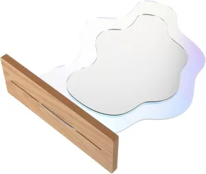 MERRYHAPY Cute Irregular Desk Mirror with Stand Decorative Table Makeup Mirror for Bedroom Frameless Design Portable Lightweight Present for Friends Family