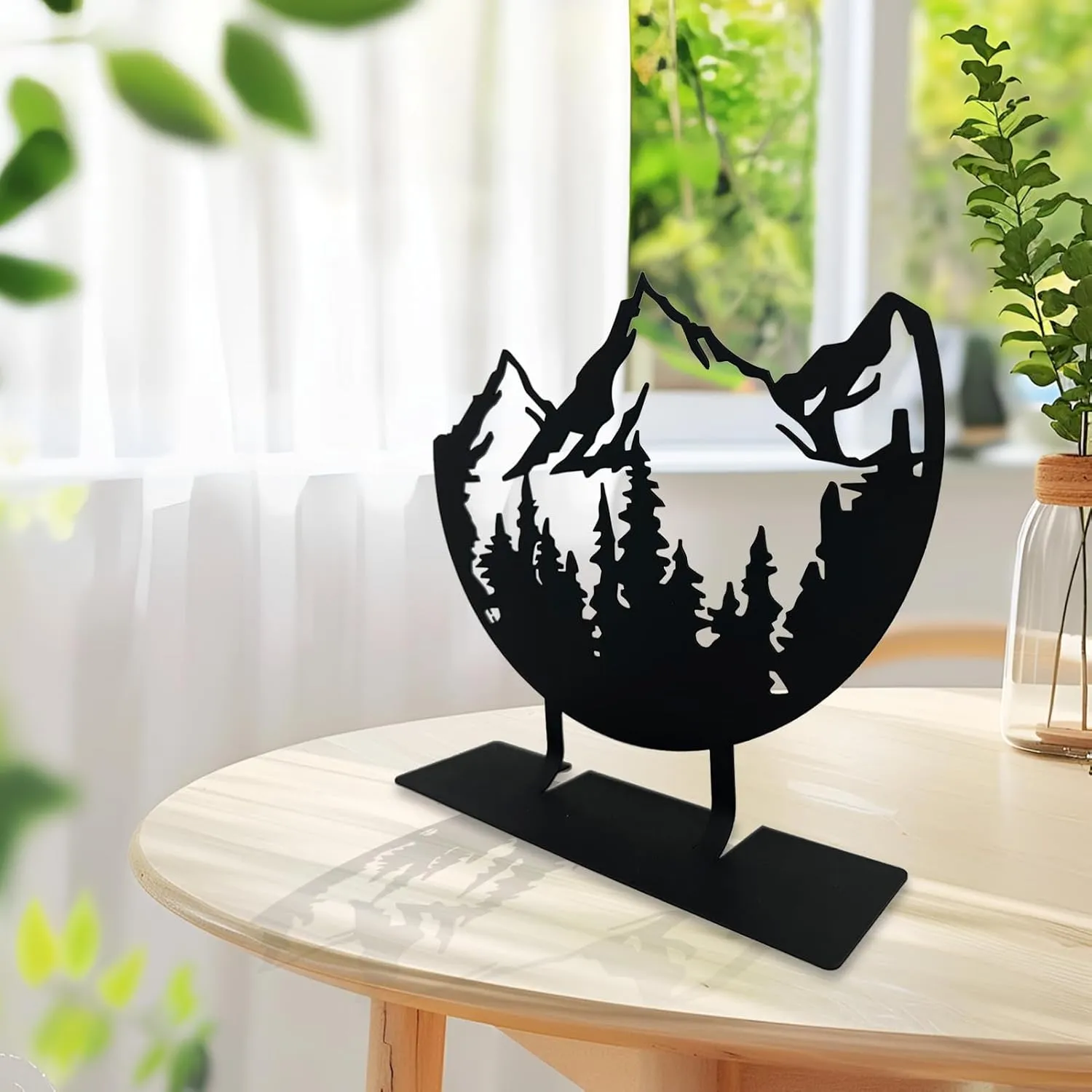 Metal Mountain Table Top Decor, Forest Decorative Sign, Woodland Tabletop Decor, Tabletop Decorative Accents, Travel Adventure Table Centerpiece for Home Farmhouse