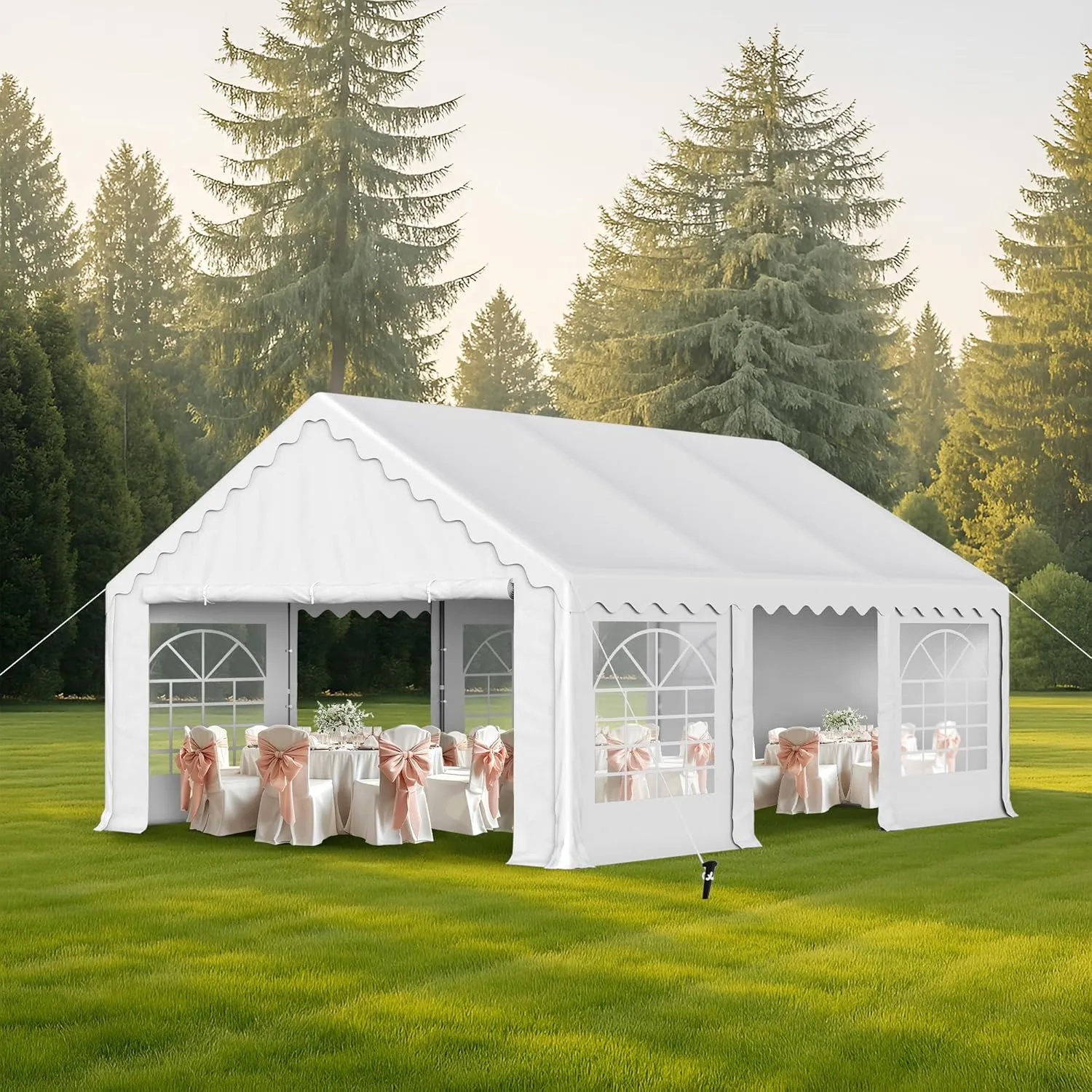 MFSTUDIO 16'x20' Party Tent, Outdoor Heavy Duty Party Tents with Removable Sidewalls, Large Canopy Tent Shelter for Outdoor Events Wedding Birthday, White