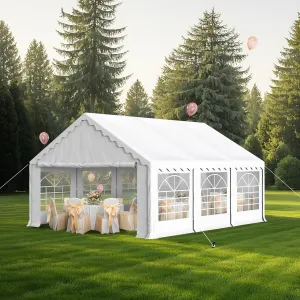 MFSTUDIO 16'x20' Party Tent, Outdoor Heavy Duty Party Tents with Removable Sidewalls, Large Canopy Tent Shelter for Outdoor Events Wedding Birthday, White