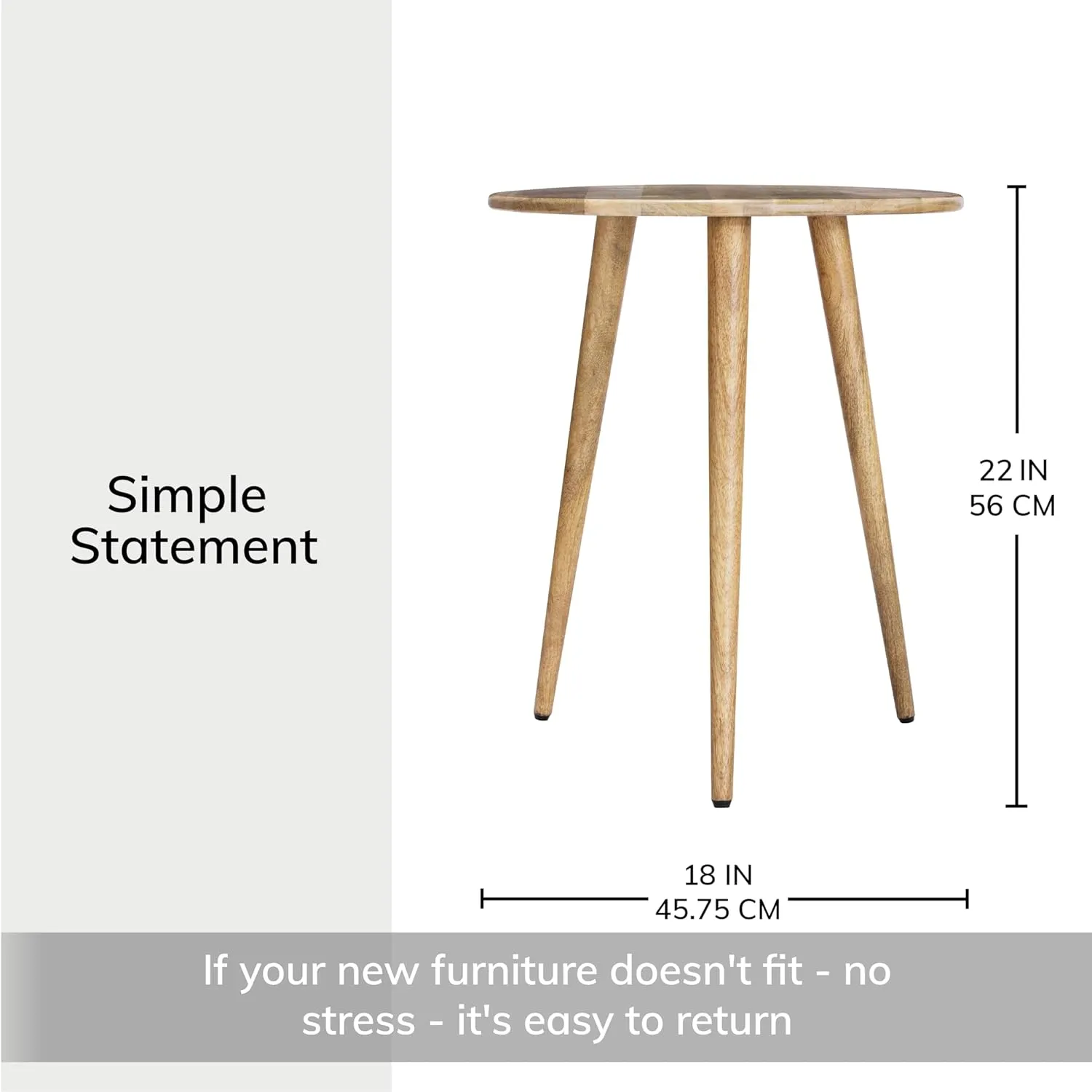 MH London Side Table - Konak End Table. Exclusively Designed Hand-Crafted Small Nightstand. Solid Wood Round End Table. Contemporary Accent Table for Bedrooms, Living Rooms and Home Office
