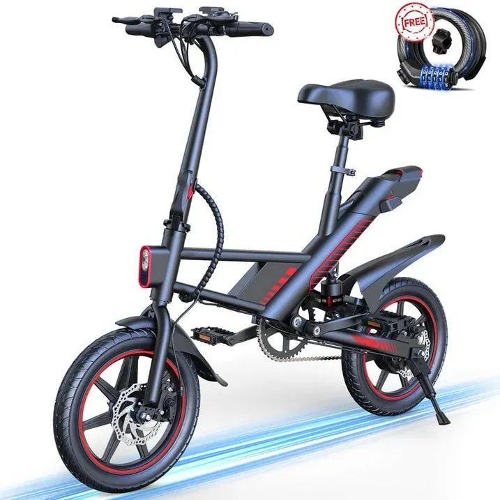 MIHOVER Updated 14 Ebike 450W Electric Bike for Adults, 18.6MPH 3 Riding Modes Mini Electric Bike with 36V 10AH Battery UL2849（Free Lock）