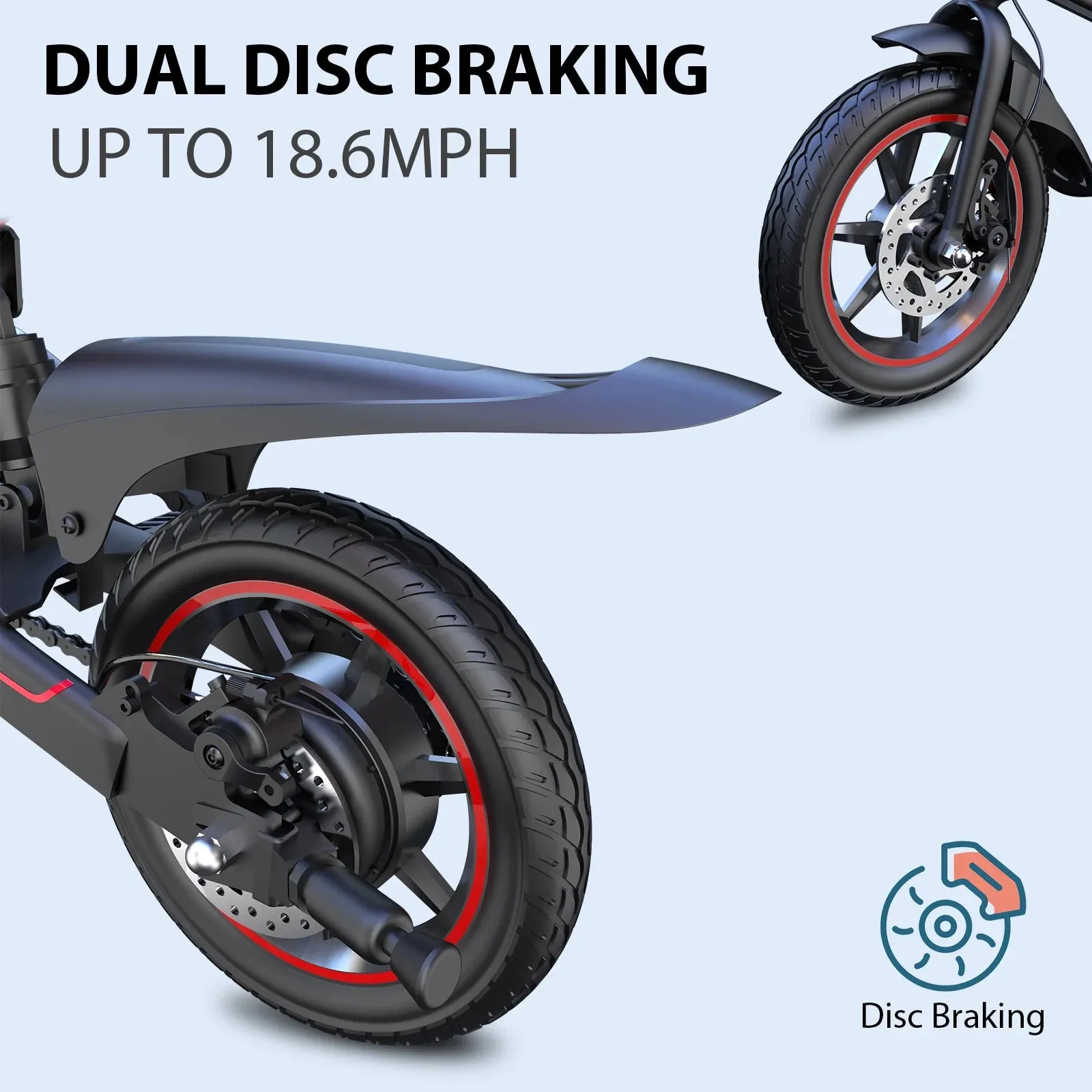MIHOVER Updated 14 Ebike 450W Electric Bike for Adults, 18.6MPH 3 Riding Modes Mini Electric Bike with 36V 10AH Battery UL2849（Free Lock）