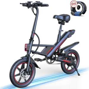MIHOVER Updated 14 Ebike 450W Electric Bike for Adults, 18.6MPH 3 Riding Modes Mini Electric Bike with 36V 10AH Battery UL2849（Free Lock）