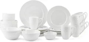 Mikasa Trellis Bone China Lightweight Chip Resistant 40 Piece Dinnerware Set, Service for 8