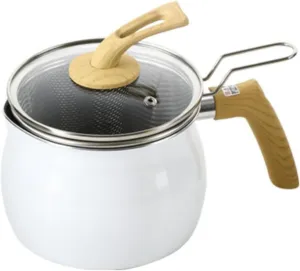 Milk jug Frying pan Single Handle Pot 1 Multi-Purpose Support Gas fire Small Pot mini Pot 1.9 Liter Glass lid with Stainless Steel Filter Single Compact