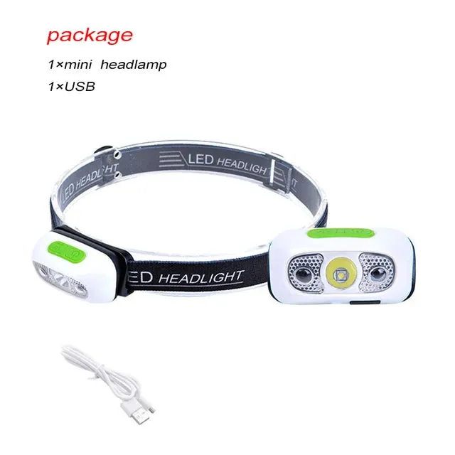 Mini USB Rechargeable Headlamp with Wave Sensor