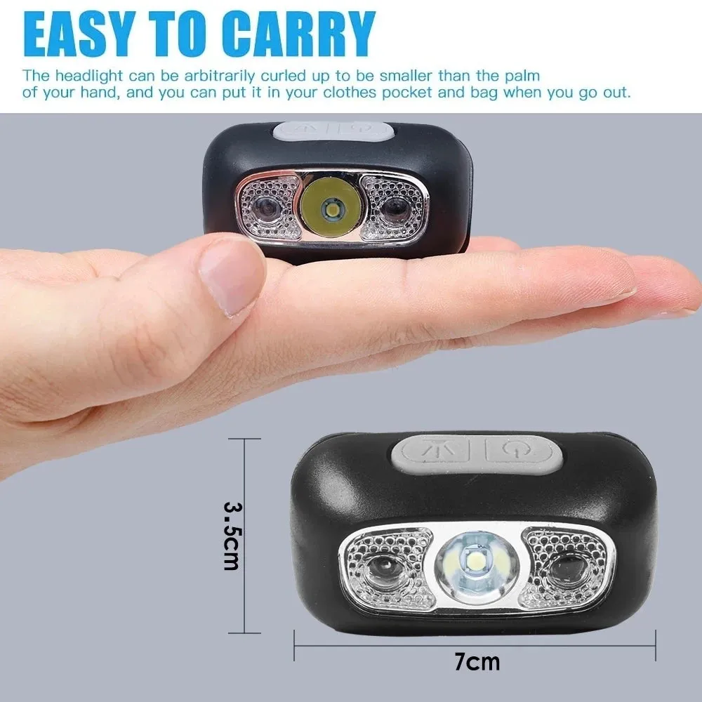 Mini USB Rechargeable Headlamp with Wave Sensor