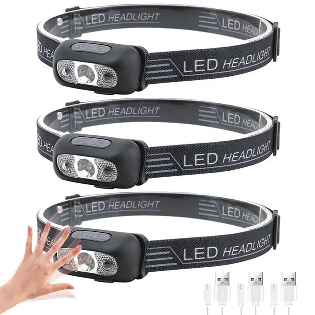 Mini USB Rechargeable Headlamp with Wave Sensor