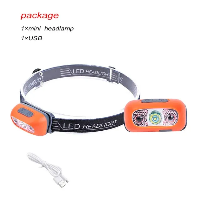 Mini USB Rechargeable Headlamp with Wave Sensor