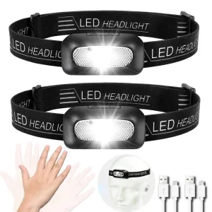 Mini USB Rechargeable Headlamp with Wave Sensor