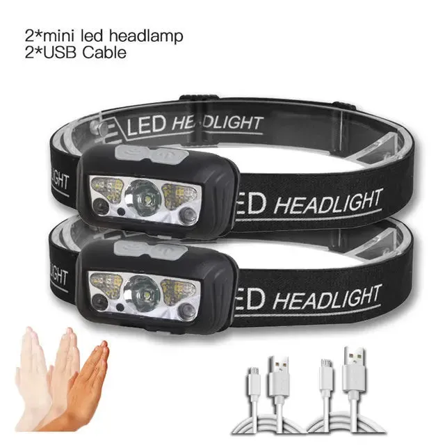 Mini USB Rechargeable Headlamp with Wave Sensor