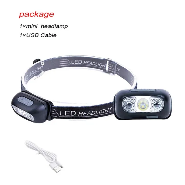 Mini USB Rechargeable Headlamp with Wave Sensor