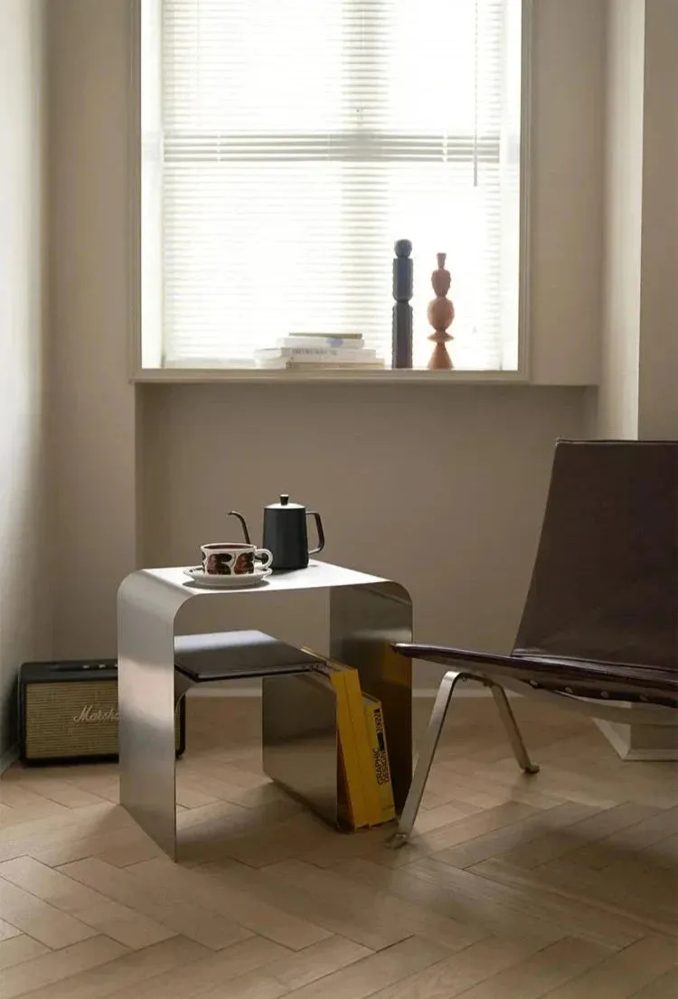 Minimalist Bent Stainless Steel Side Table [Exclusive]