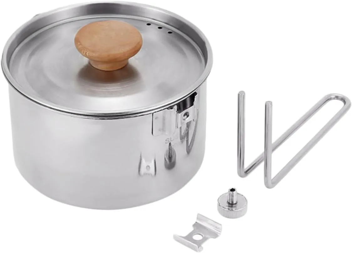 Mipcase Outdoor Portable Stainless Steel Kettle Collapsible Camping Cooking Pot for Noodles Picnic Travel Lightweight and Easy to Clean Cookware