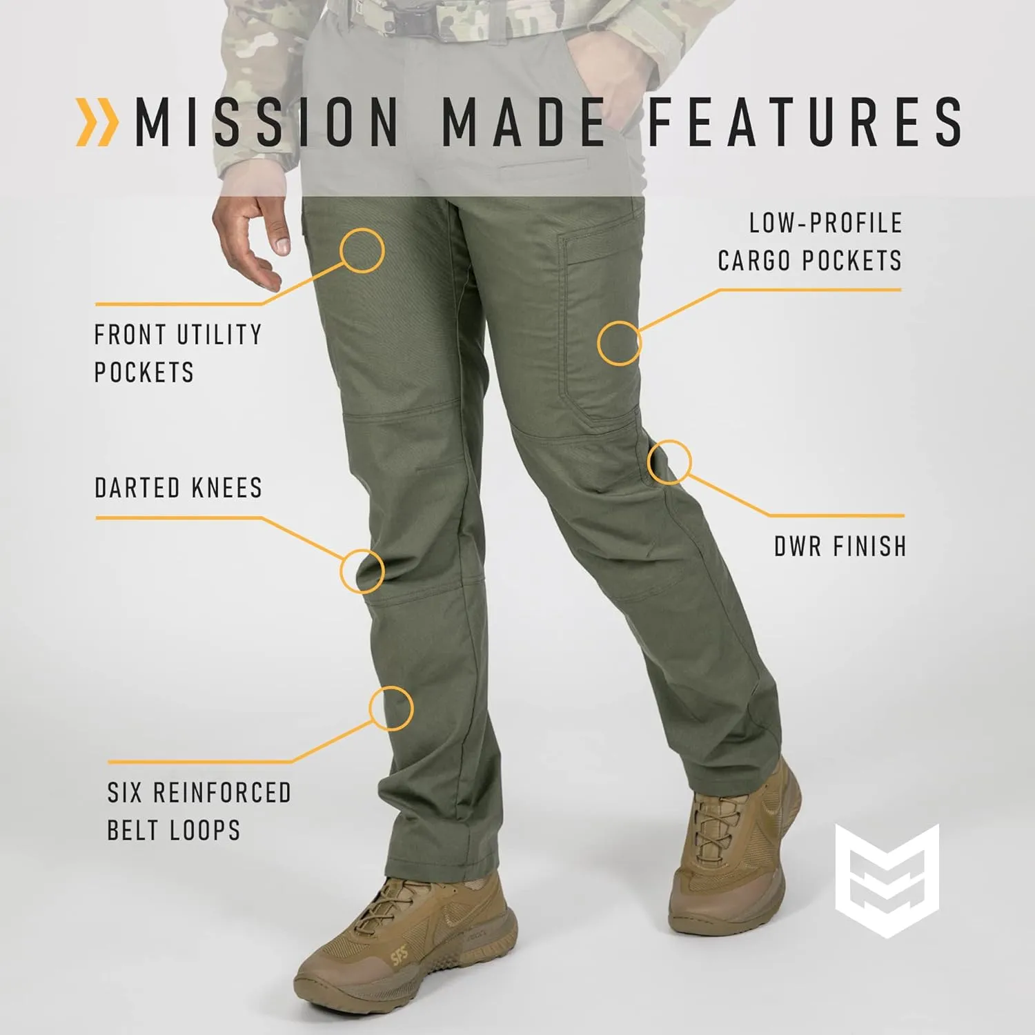 MISSION MADE Tactical Pants for Men, Water Repellent, Lightweight Hiking Outdoor Work Pants