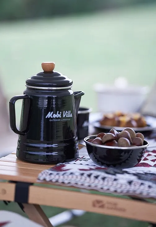 Mobi Garden Huan Yan Enamel 1.5L Coffee Pot - Black