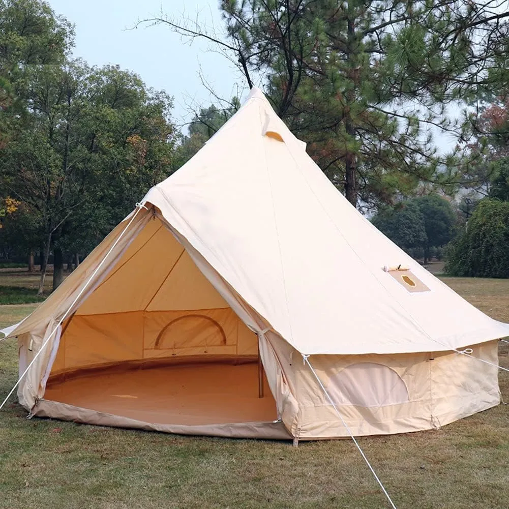 Mongolia Yurt Bell Tent Large Camping Tent 5-8 Persons Outdoor Indian Bell Tent Family Tents for Family Self-Driving Travel Hiking Made from Breathabl
