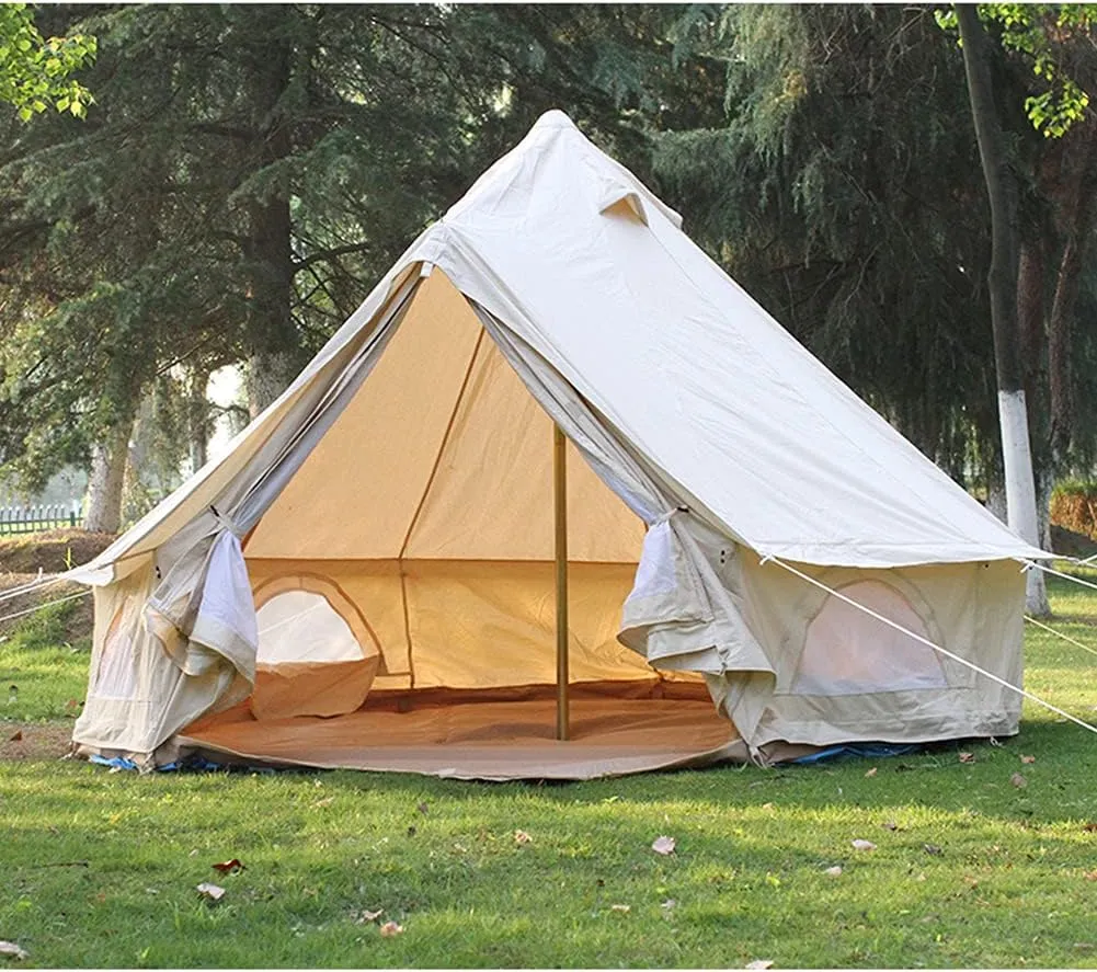 Mongolia Yurt Bell Tent Large Camping Tent 5-8 Persons Outdoor Indian Bell Tent Family Tents for Family Self-Driving Travel Hiking Made from Breathabl