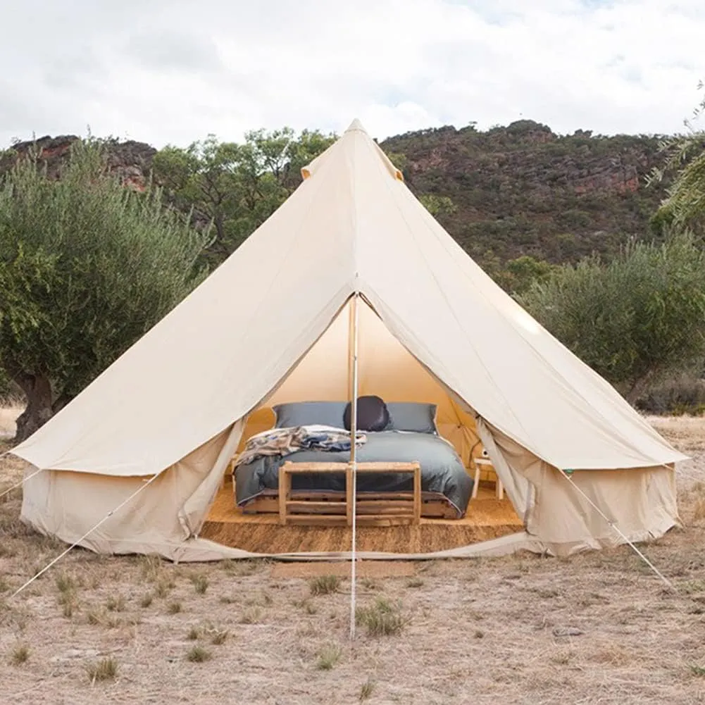 Mongolia Yurt Bell Tent Large Camping Tent 5-8 Persons Outdoor Indian Bell Tent Family Tents for Family Self-Driving Travel Hiking Made from Breathabl