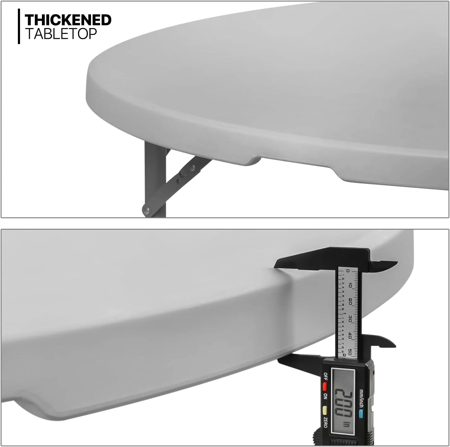 MoNiBloom 4.5Ft Round Folding Table, Indoor Outdoor Plastic Dining Card Table with Handle and Lock for Picnic Party Banquet Wedding, Gray