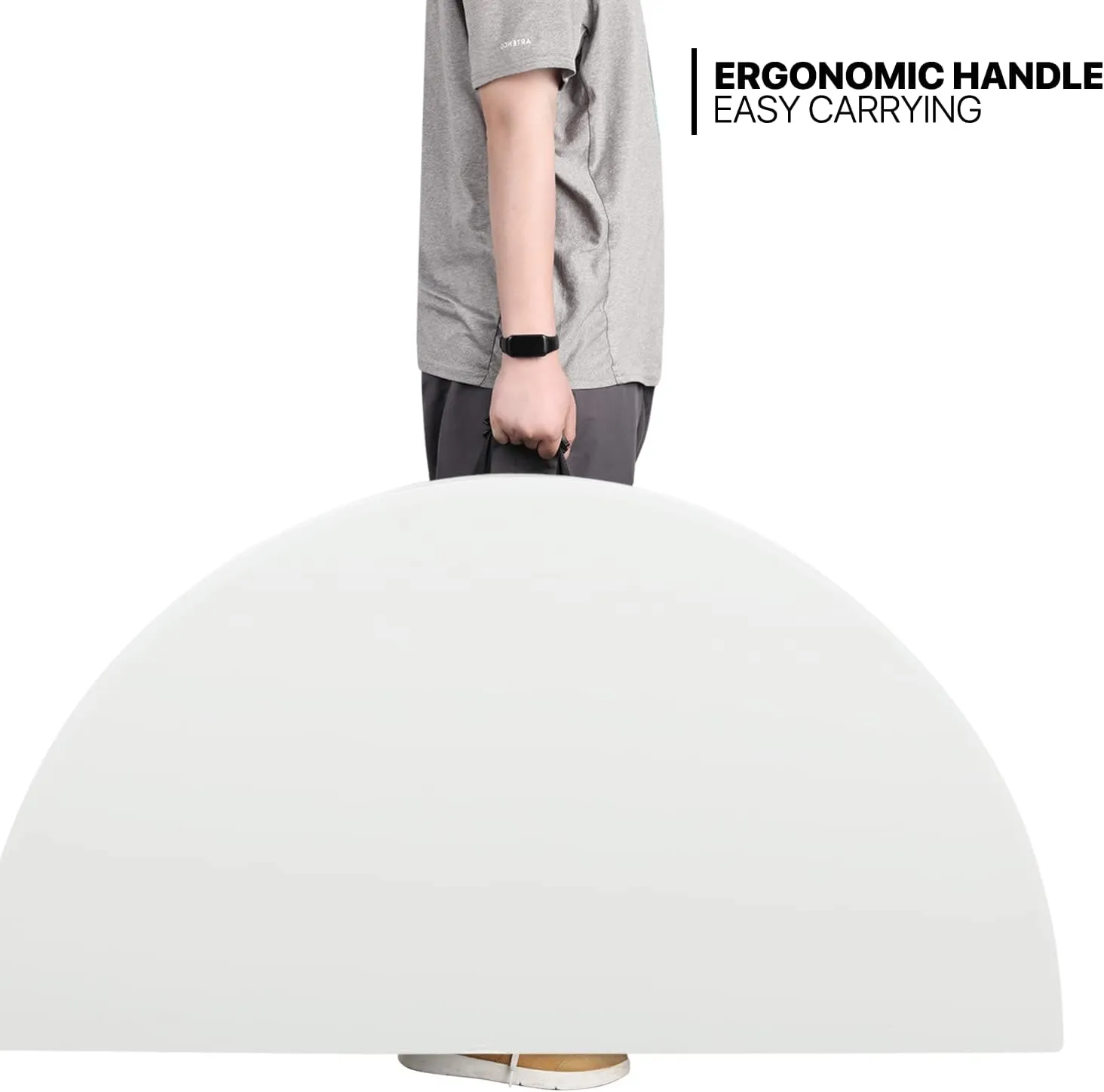 MoNiBloom 5Ft Round Folding Table, Indoor Outdoor Plastic Dining Card Table with Handle and Lock for Picnic Party Banquet Wedding, White Toptable Gray Legs