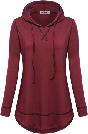 MOQIVGI Womens Long Sleeve Lightweight Activewear Casual Running Yoga Workout Hooded Tops