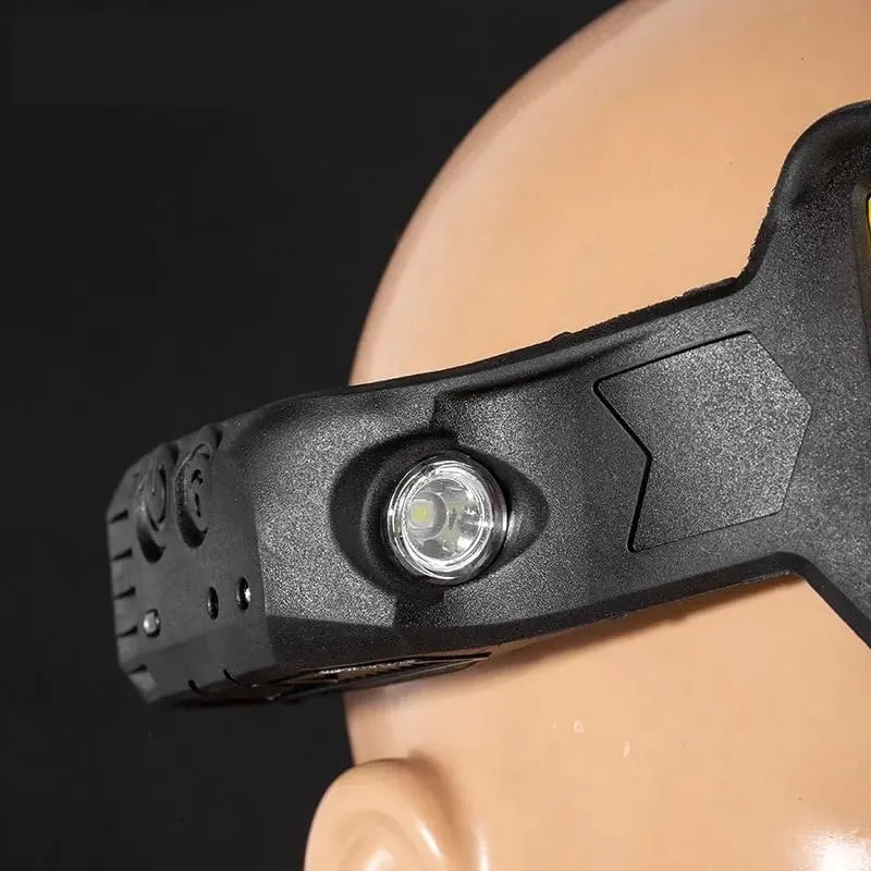 Motion Sensor Headlamp Head Lamp with Built-in Battery Flashlight USB Rechargeable Head Lamp Portable Head Light(Black-W6126-7)