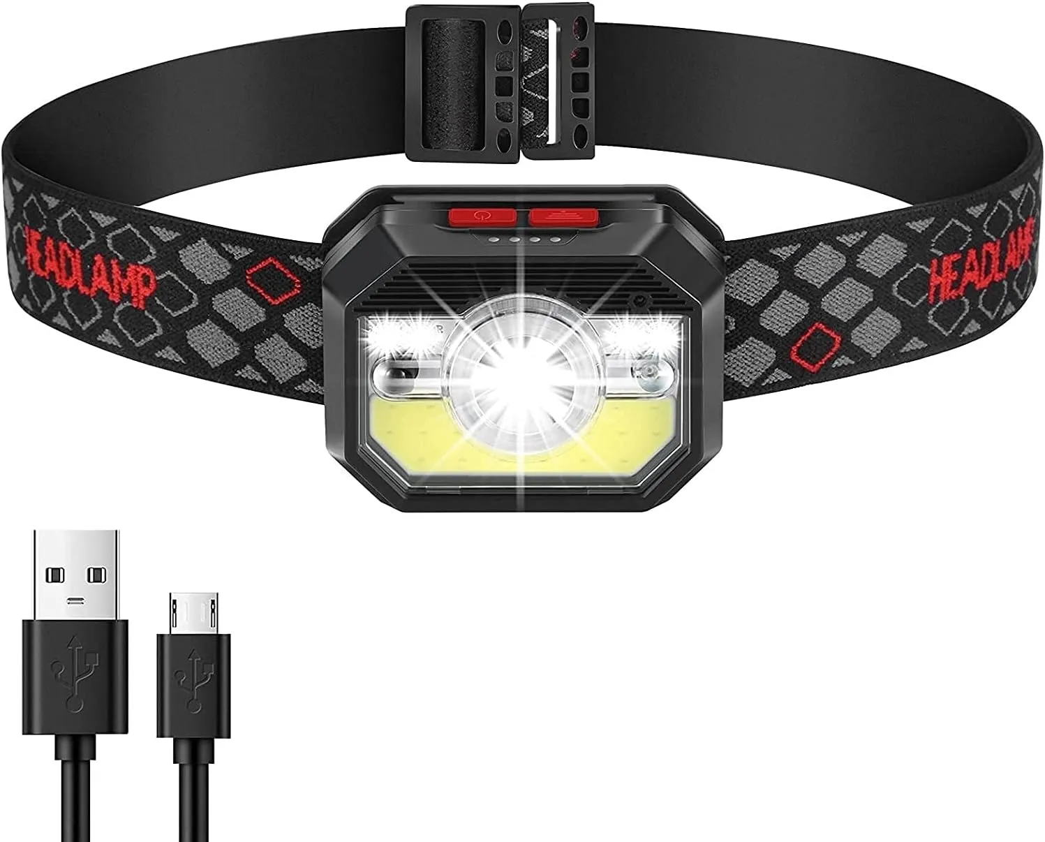 Motion Sensor LED Head Torch with 11 Lighting Modes, USB Rechargeable Headlamp, Lightweight Headlight, IPX5 Waterproof Flashlight for Camping, Fishing, Jogging, Running, Hiking